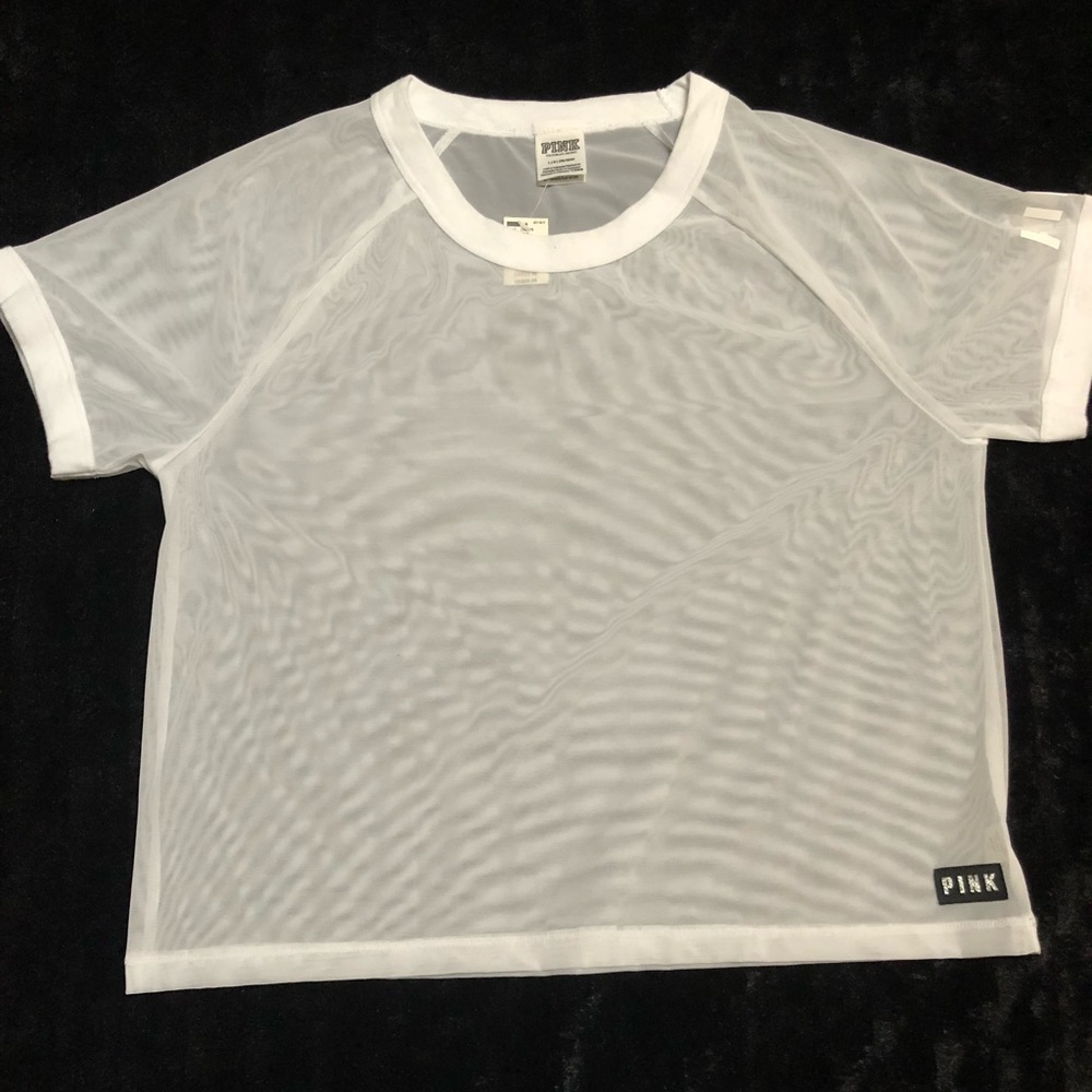PINK Brand New Sheer White Top